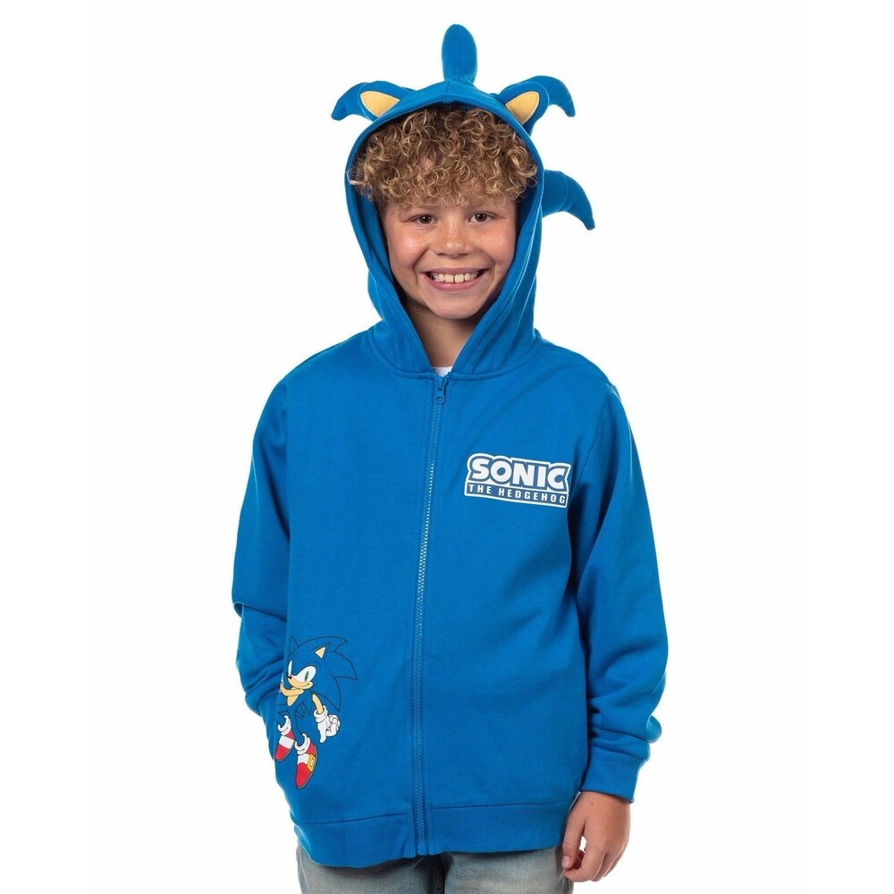 Sonic The Hedgehog Hoodie Boy's 3D Ears and Quills Zip Up Sweatshirt XL 14/16